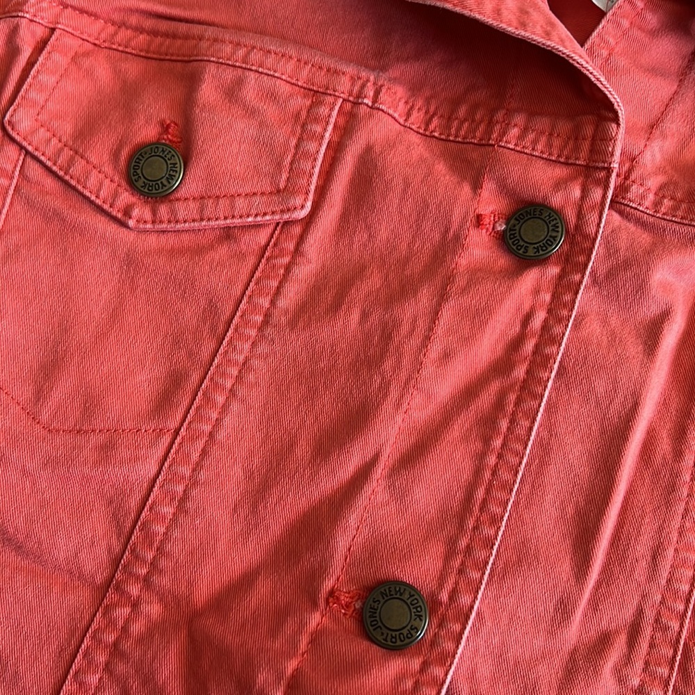 Jones New York Sport Coral Cotton Stretch Denim Button Down Jacket Womens Size L - Picture 4 of 8